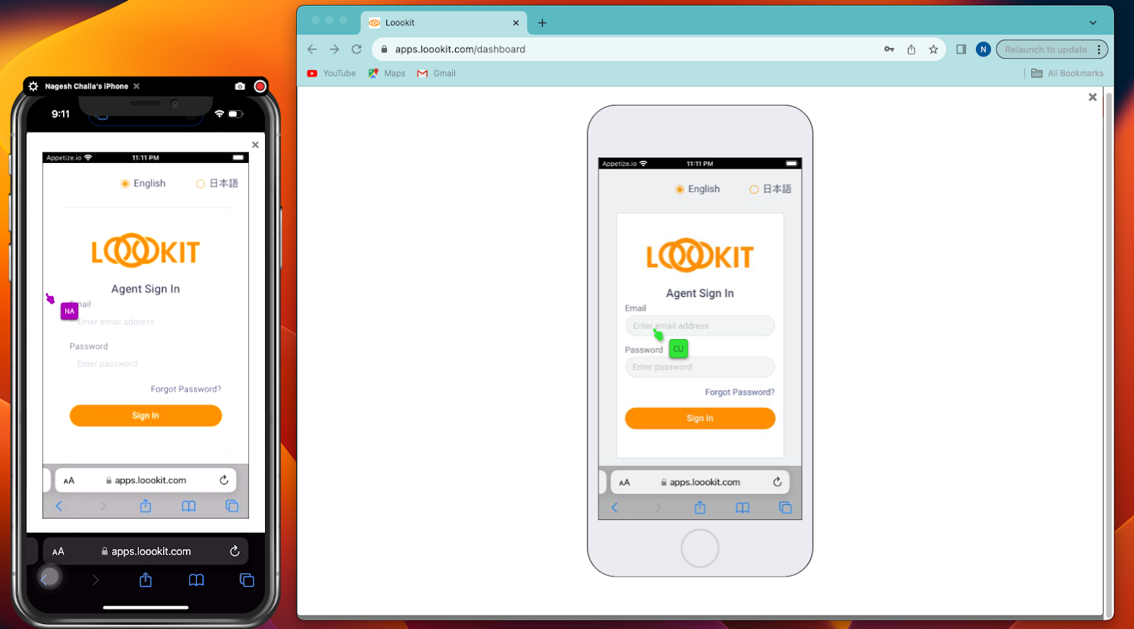 Loookit App Emulation Example 1 – jointly operating the Loookit Web App