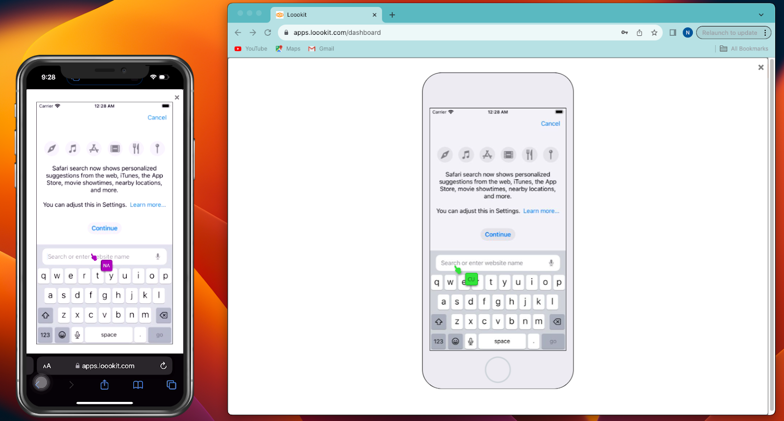 Loookit App Emulation Example 2 – jointly operating Safari browser